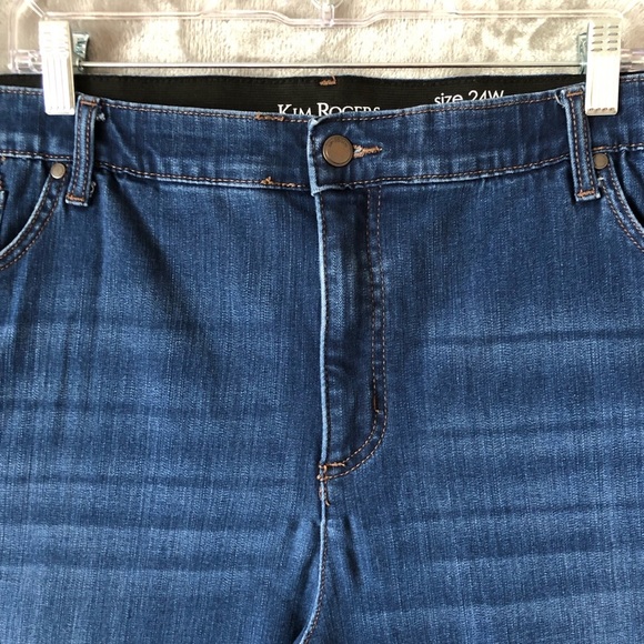 Kim Rogers Women Straight Jeans Size 24W Dark Wash Plus Size Tummy Control - Picture 4 of 16